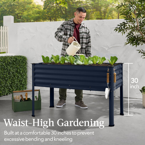 Elevated Galvanized Metal Garden Bed w/ Corner Protectors - 48x24x30in