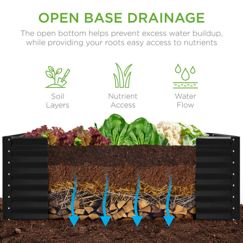 Outdoor Raised Metal Garden Bed for Vegetables, Flowers, Herbs - 4x2x2ft