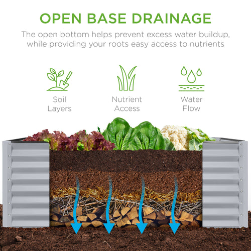 Outdoor Raised Metal Garden Bed for Vegetables, Flowers, Herbs - 4x2x2ft