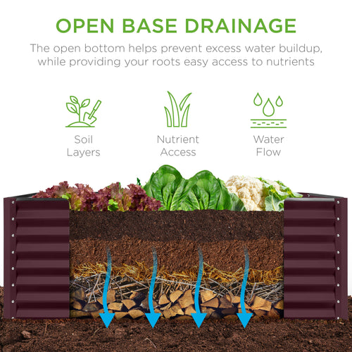 Outdoor Raised Metal Garden Bed for Vegetables, Flowers, Herbs - 4x2x2ft