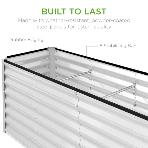 Outdoor Metal Raised Garden Bed for Vegetables, Flowers, Herbs - 8x2x2ft