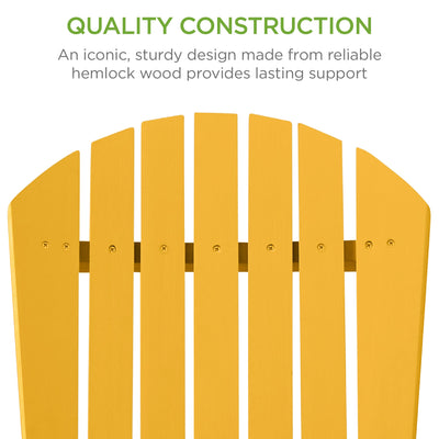 Folding Wooden Adirondack Chair, Accent Furniture w/ Natural Woodgrain