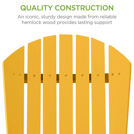 Folding Wooden Adirondack Chair, Accent Furniture w/ Natural Woodgrain