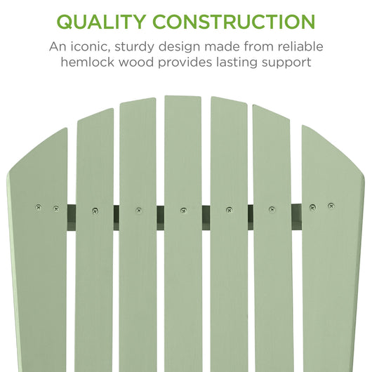 Folding Wooden Adirondack Chair, Accent Furniture w/ Natural Woodgrain