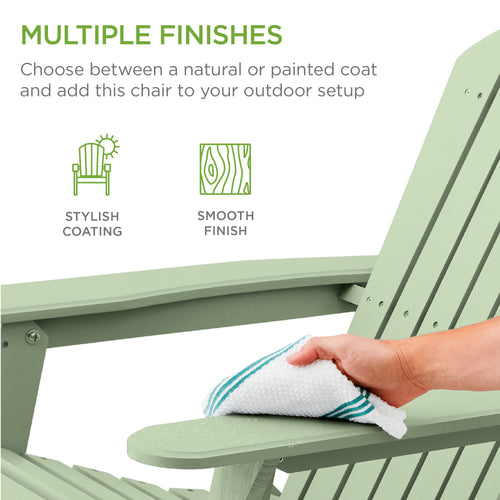 Folding Wooden Adirondack Chair, Accent Furniture w/ Natural Woodgrain