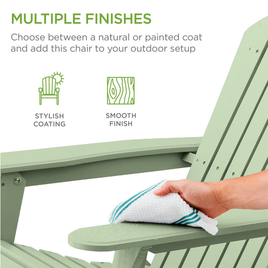 Folding Wooden Adirondack Chair, Accent Furniture w/ Natural Woodgrain