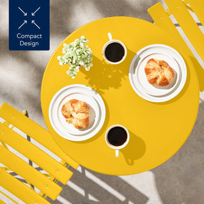 3-Piece Small Folding Patio Bistro Set w/ 2 Chairs