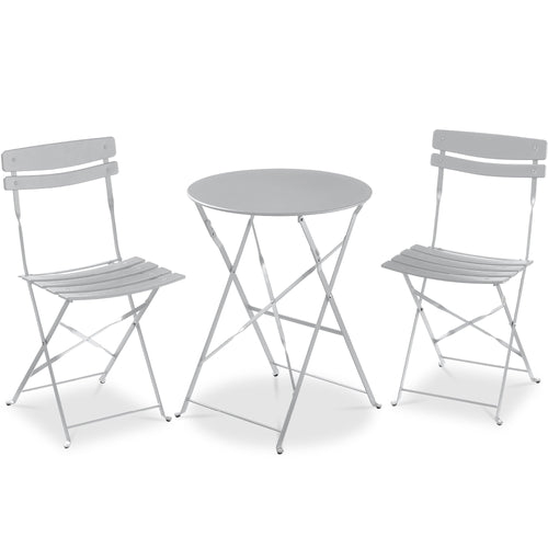 3-Piece Small Folding Patio Bistro Set w/ 2 Chairs