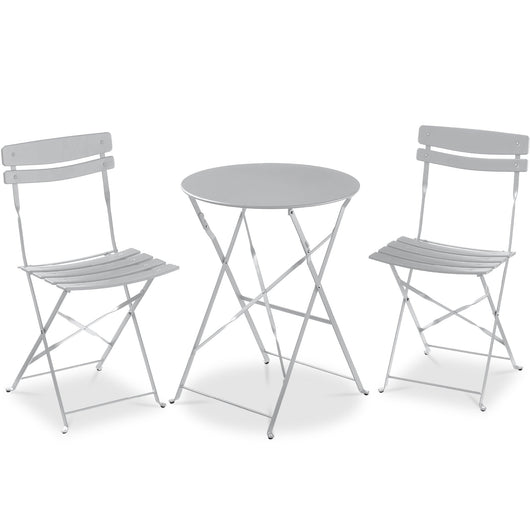 3-Piece Small Folding Patio Bistro Set w/ 2 Chairs
