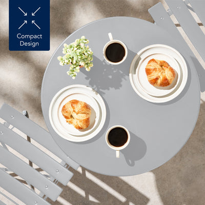 3-Piece Small Folding Patio Bistro Set w/ 2 Chairs