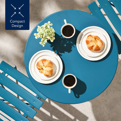 3-Piece Small Folding Patio Bistro Set w/ 2 Chairs