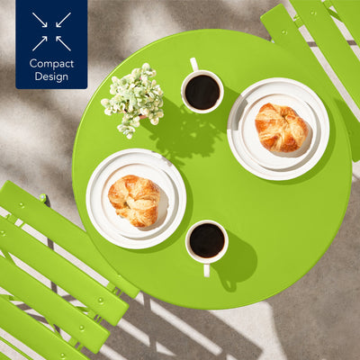 3-Piece Small Folding Patio Bistro Set w/ 2 Chairs
