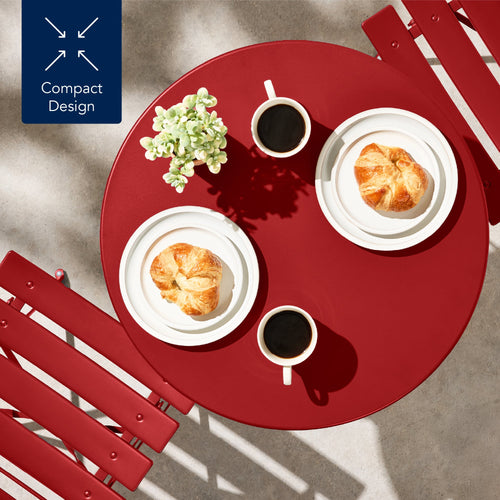 3-Piece Small Folding Patio Bistro Set w/ 2 Chairs