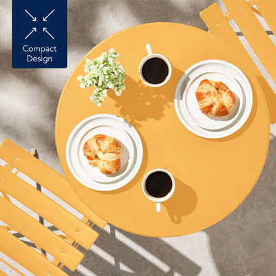 3-Piece Small Folding Patio Bistro Set w/ 2 Chairs