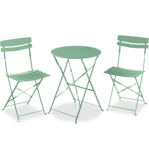 3-Piece Small Folding Patio Bistro Set w/ 2 Chairs