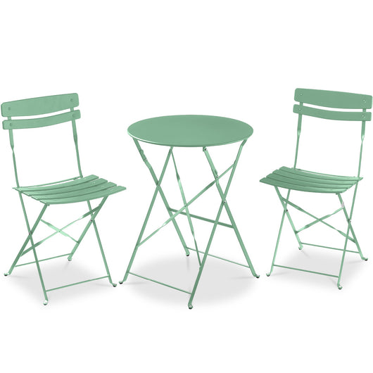 3-Piece Small Folding Patio Bistro Set w/ 2 Chairs