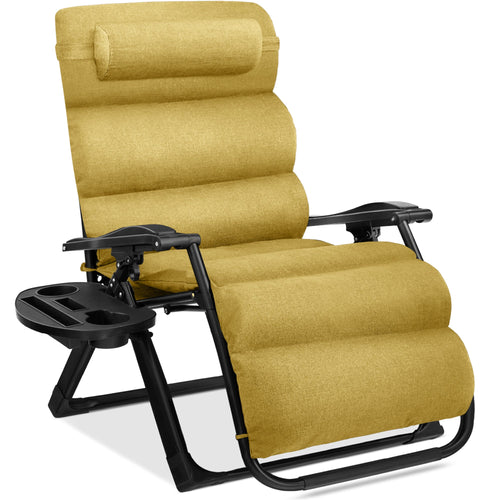 Oversized Zero Gravity Chair, Folding Outdoor Recliner w/ Removable Cushion