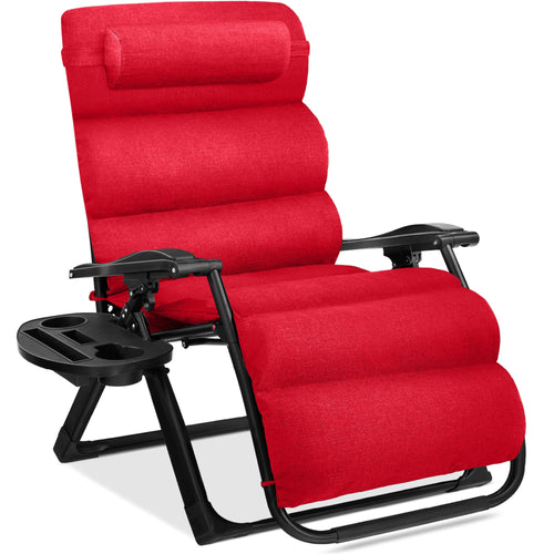 Oversized Zero Gravity Chair, Folding Outdoor Recliner w/ Removable Cushion