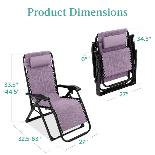 Oversized Zero Gravity Chair, Folding Outdoor Recliner w/ Removable Cushion