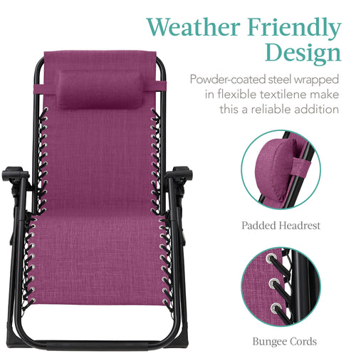 Oversized Zero Gravity Chair, Folding Outdoor Recliner w/ Removable Cushion