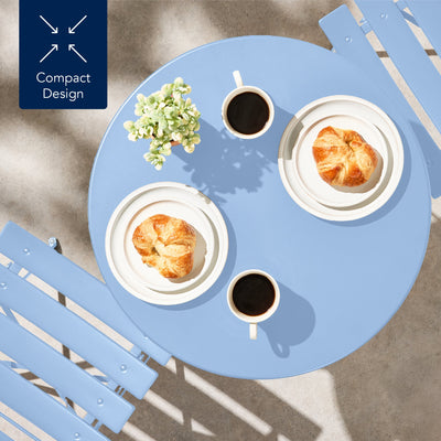 3-Piece Small Folding Patio Bistro Set w/ 2 Chairs