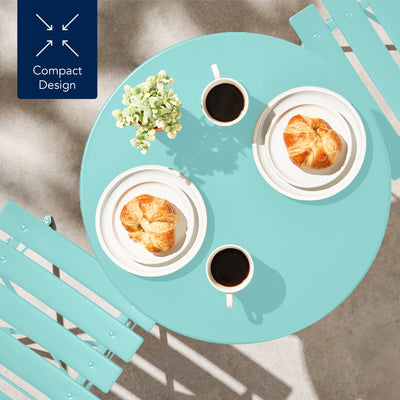 3-Piece Small Folding Patio Bistro Set w/ 2 Chairs