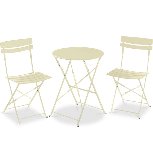 3-Piece Small Folding Patio Bistro Set w/ 2 Chairs