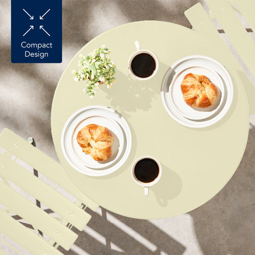 3-Piece Small Folding Patio Bistro Set w/ 2 Chairs