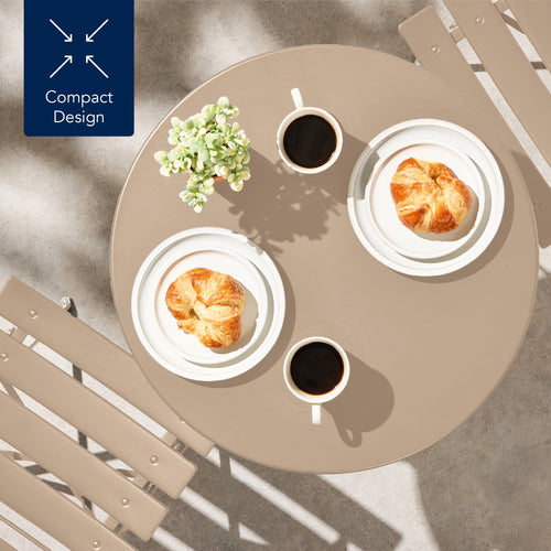 3-Piece Small Folding Patio Bistro Set w/ 2 Chairs