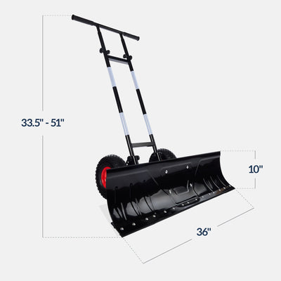 2-Wheel Snow Pusher w/ Adjustable Handle, Reflective Tape - 36in