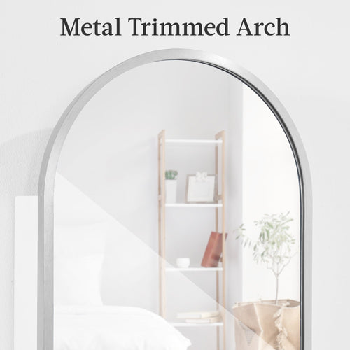 Door/Wall Mounted Arch Mirror Jewelry Armoire, w/ Metal Frame, Built-In Lock