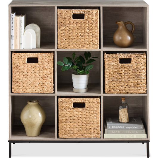 Elevated 9-Cube Storage Organizer, 11in Bookshelf, w/ Metal Legs