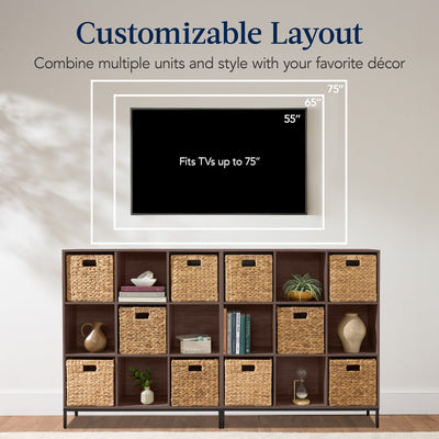 Elevated 9-Cube Storage Organizer, 11in Bookshelf, w/ Metal Legs