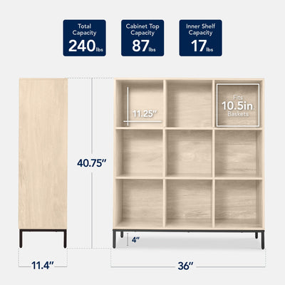 Elevated 9-Cube Storage Organizer, 11in Bookshelf, w/ Metal Legs