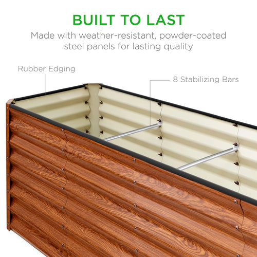 Outdoor Metal Raised Garden Bed for Vegetables, Flowers, Herbs - 8x2x2ft