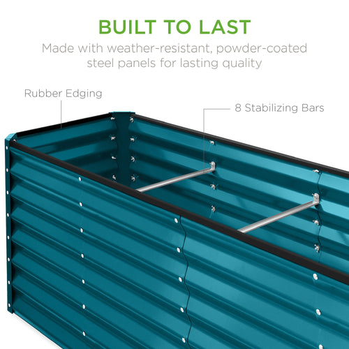 Outdoor Metal Raised Garden Bed for Vegetables, Flowers, Herbs - 8x2x2ft