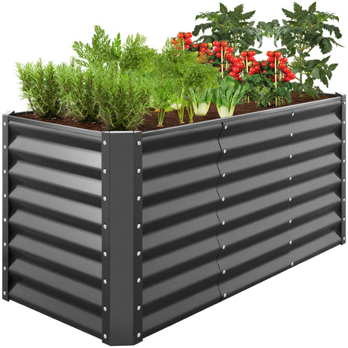 Outdoor Raised Metal Garden Bed for Vegetables, Flowers, Herbs - 4x2x2ft