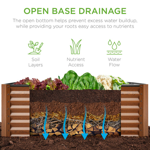 Outdoor Raised Metal Garden Bed for Vegetables, Flowers, Herbs - 4x2x2ft