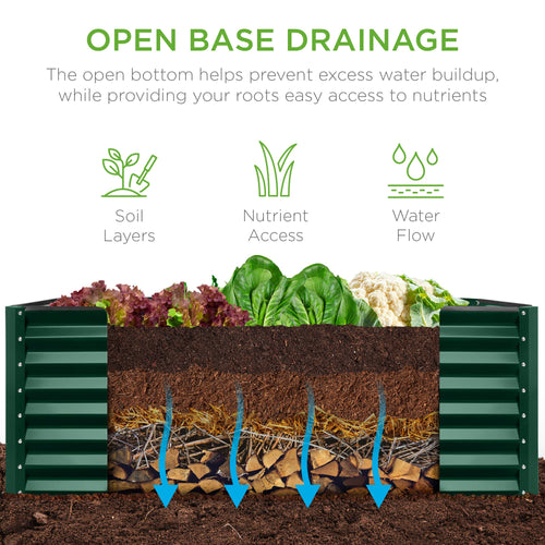 Outdoor Raised Metal Garden Bed for Vegetables, Flowers, Herbs - 4x2x2ft