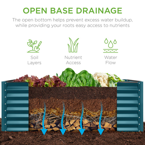 Outdoor Raised Metal Garden Bed for Vegetables, Flowers, Herbs - 4x2x2ft