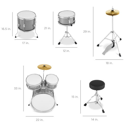 Kids Beginner All Wood Acoustic Drum Kit Starter Set w/ Stool, Drumsticks