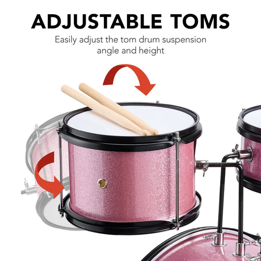 Kids Beginner 3-Piece Drum, Musical Instrument Set w/ Sticks, Stool, Pedal