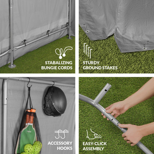 Outdoor Fabric Storage Shed w/ Metal Frame, Dual Zipper Doors - 10x8ft