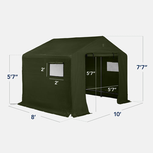 Outdoor Fabric Storage Shed w/ Metal Frame, Dual Zipper Doors - 10x8ft