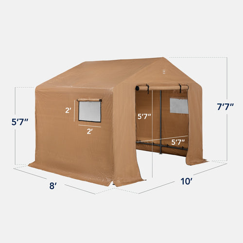 Outdoor Fabric Storage Shed w/ Metal Frame, Dual Zipper Doors - 10x8ft