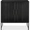 2-Door Slatted Storage Cabinet Accent Furniture w/ Foot Pads