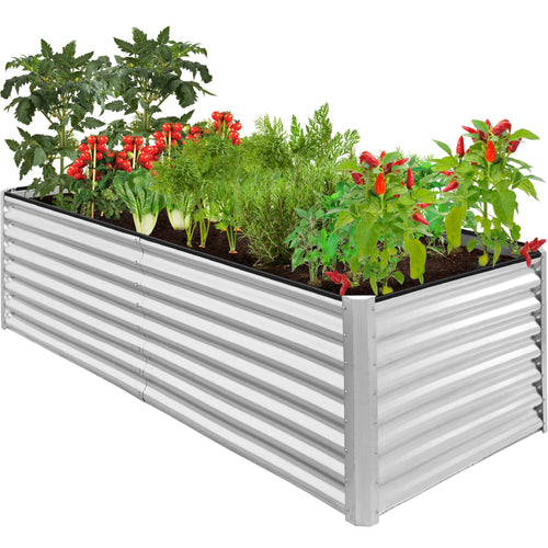 Outdoor Metal Raised Garden Bed for Vegetables, Flowers, Herbs - 8x4x2ft