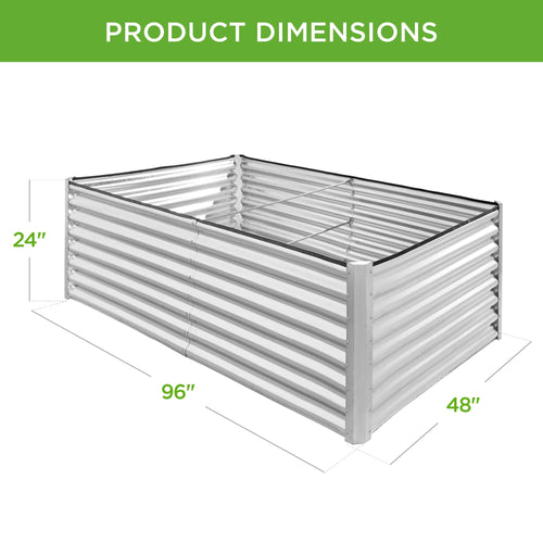 Outdoor Metal Raised Garden Bed for Vegetables, Flowers, Herbs - 8x4x2ft