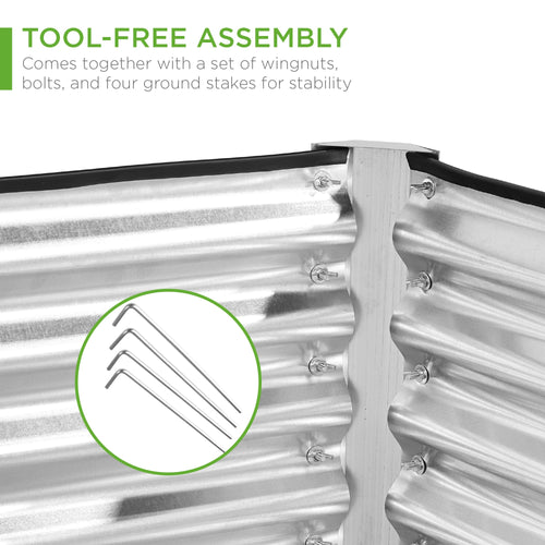 Outdoor Metal Raised Garden Bed for Vegetables, Flowers, Herbs - 8x4x2ft