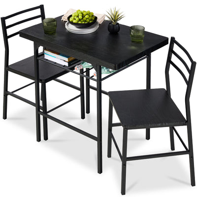 3-Piece Modern Square Dining Set w/ Storage Rack